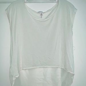 White High-Low Partially Sheer Tee